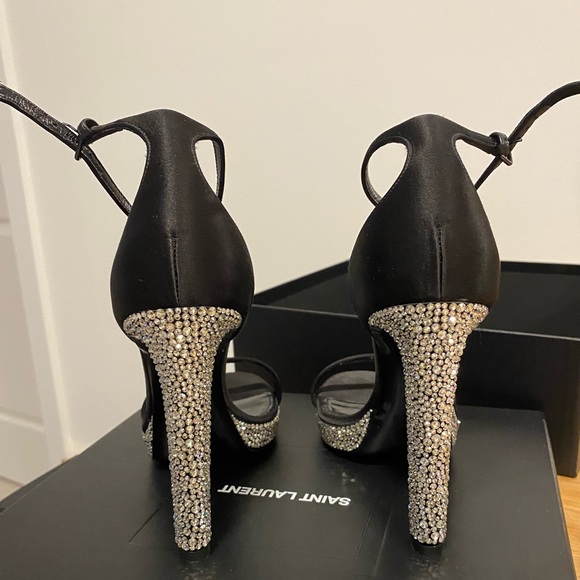 BEAUTIFUL, BLACK CRYSTALLIZED SAINT LAURENT HEELS!!!!! - Picture 7 of 10